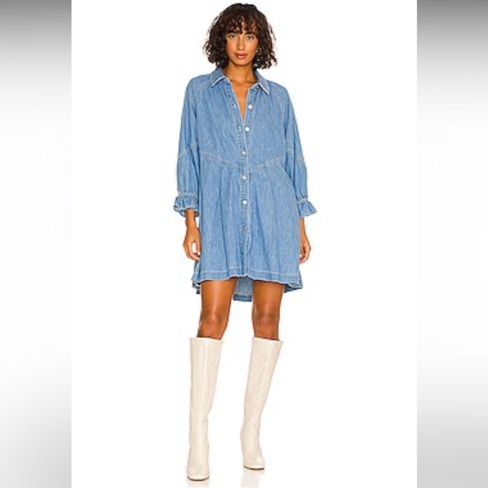 Free People ‘Hannah Mini Denim Dress’ size Small
